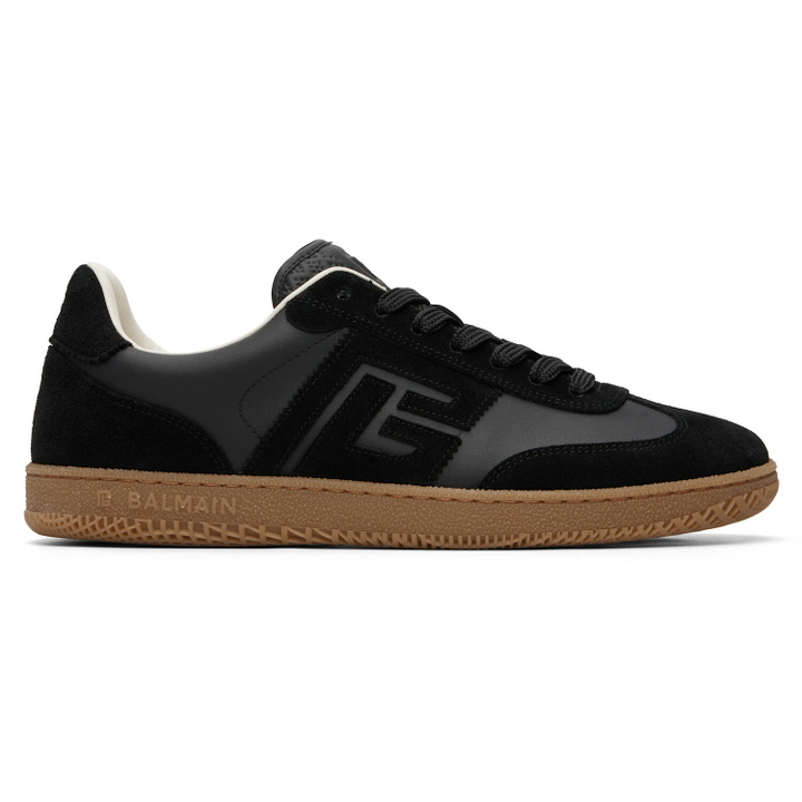 Photo: BALMAIN Black Suede & Smooth Leather 'Balmain Swan' Sneakers