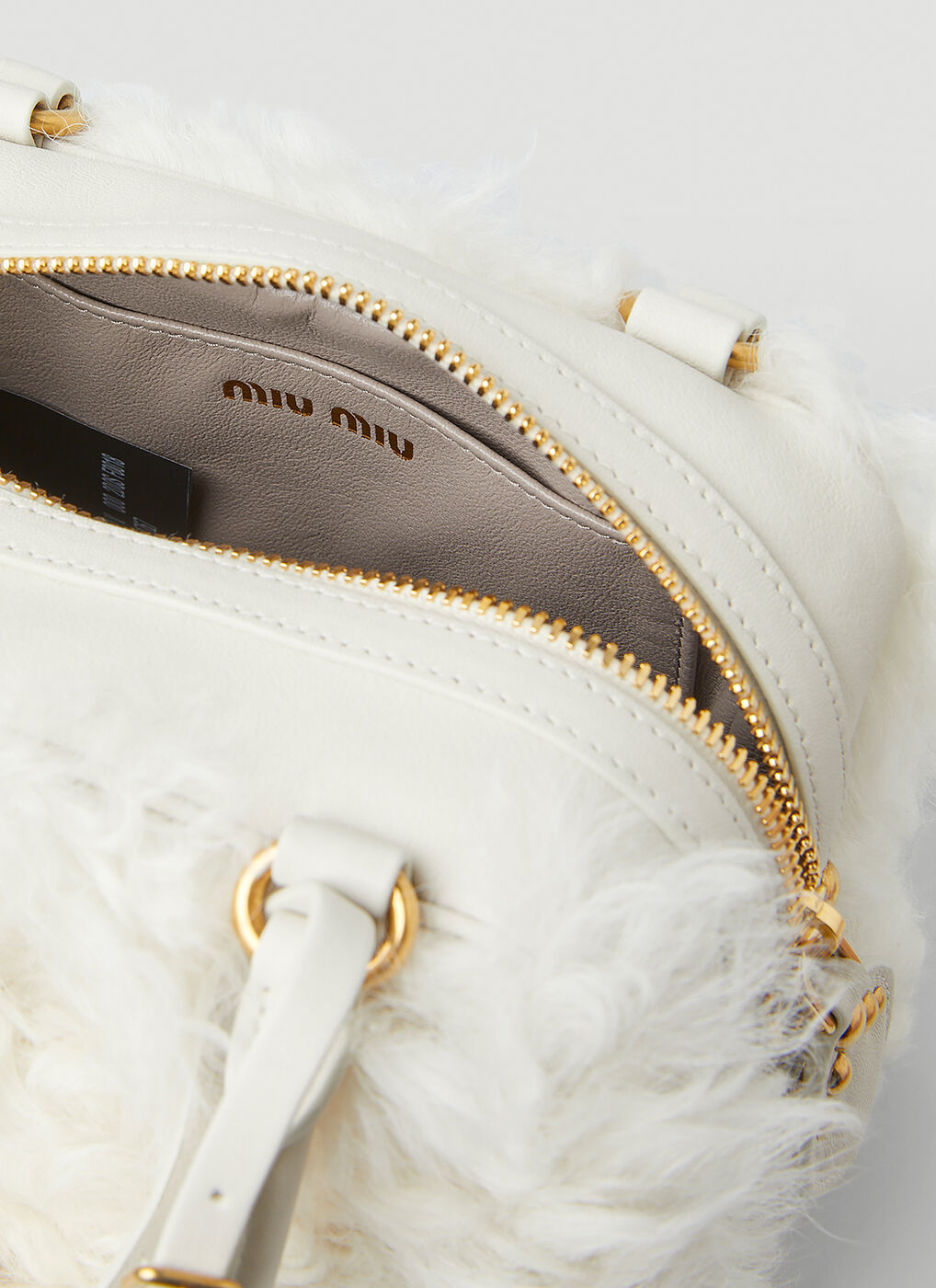 Fluffy Handbag in White Miu Miu