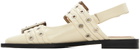 GANNI White Wide Welt Buckle Ballerina Flats