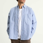 BEAMS Men's Heavy Oxford Button Down Shirt in Blue