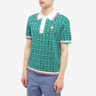 Casablanca Men's Monogram Knit Polo Shirt in Green