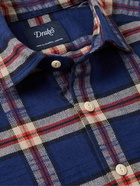 Drake's - Checked Cotton-Twill Shirt - Blue