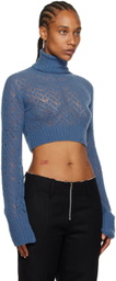 JUNEYEN Blue Hollow Out Turtleneck