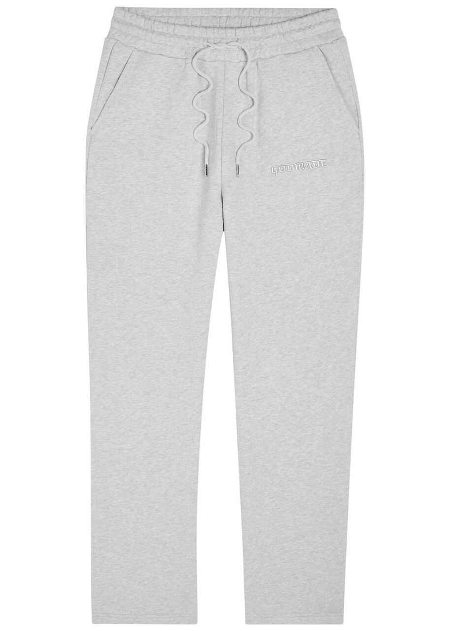 God Made Signature Logo Straight-leg Cotton Sweatpants Grey