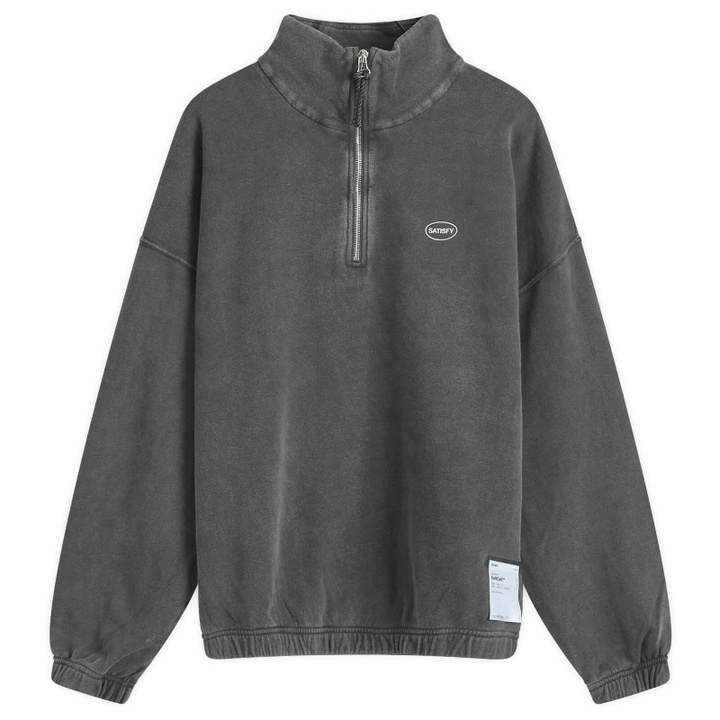 Photo: Satisfy Men's SoftCell™ Half-Zip Sweatshirt in Aged Black
