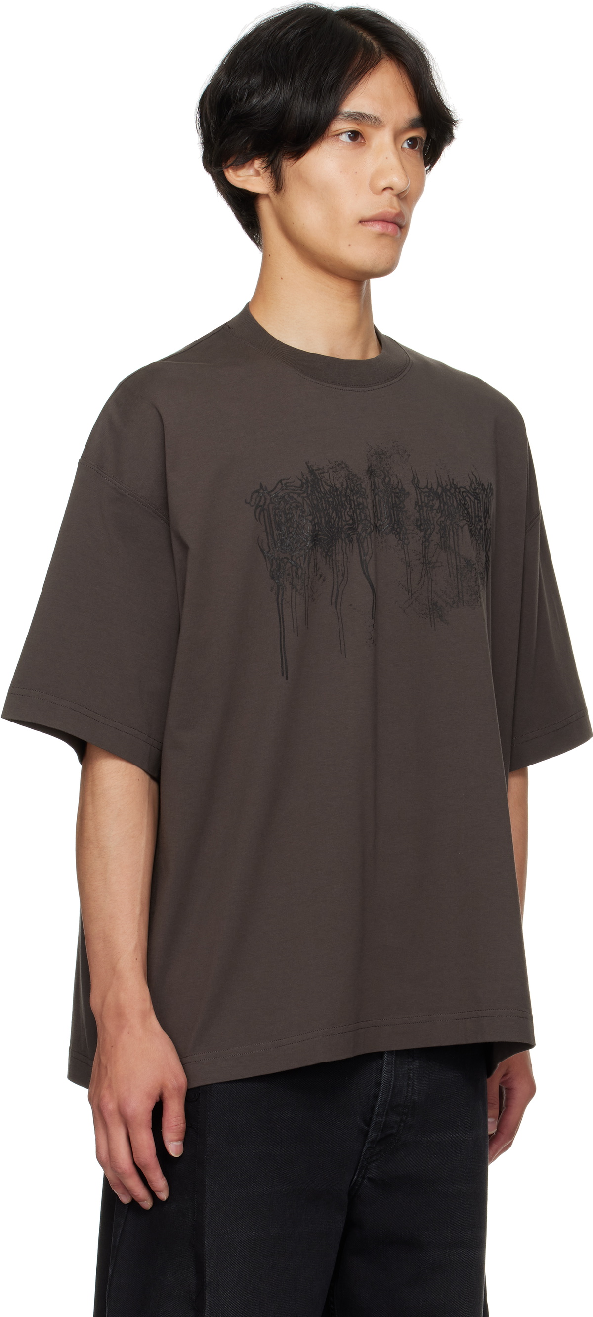 VETEMENTS Brown Cradle of Filth Double Dripping Logo T-shirt Vetements