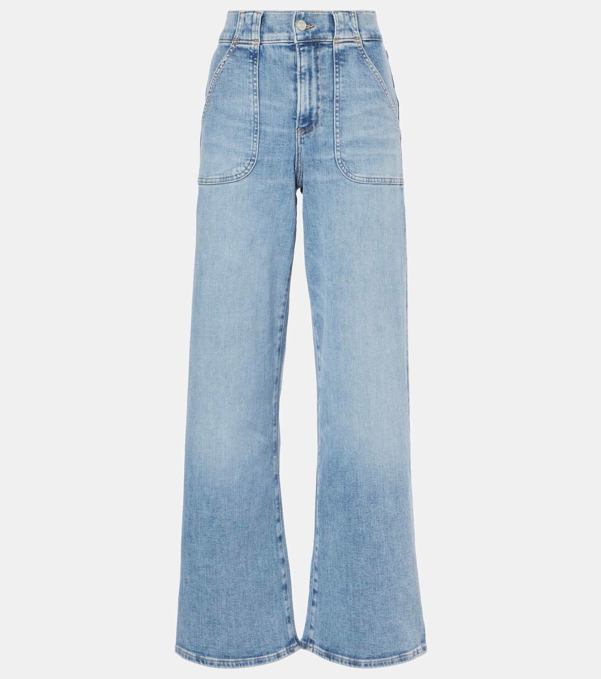 Pocket Wide Leg Medium Rise Jeans