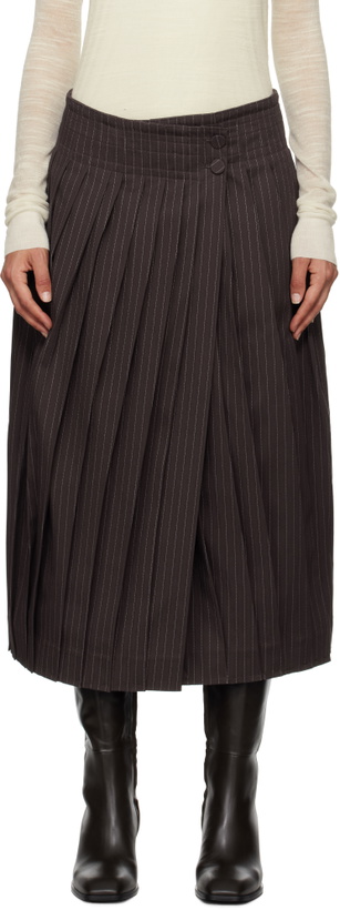Photo: REMAIN Birger Christensen Brown Pleated Midi Skirt