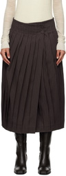 REMAIN Birger Christensen Brown Pleated Midi Skirt