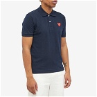Comme des Garçons Play Men's Red Heart Polo Shirt in Navy/Red