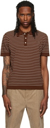 A.P.C. Brown Fitted Striped Polo