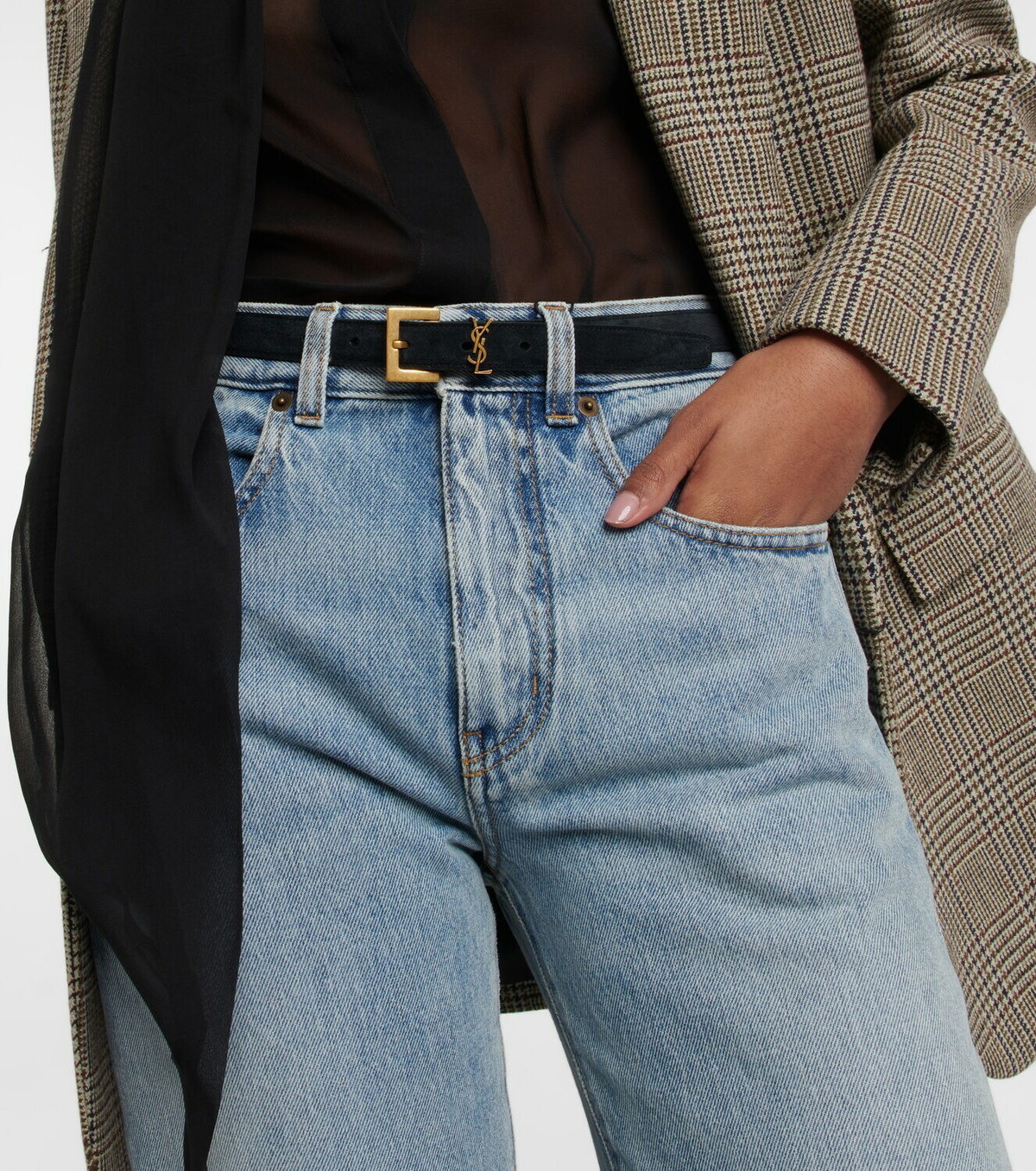Saint Laurent - Cassandre suede belt Saint Laurent display picture 2