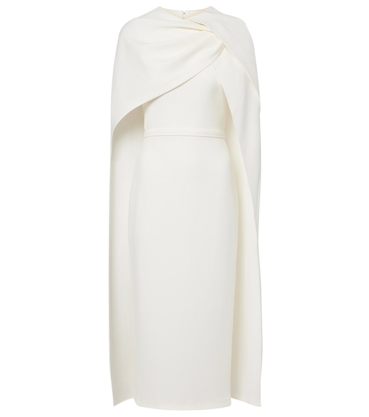 Photo: Safiyaa Bridal Oria caped crêpe midi dress