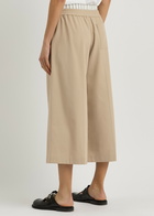 Loewe Cropped Wide-leg Cotton Trousers Beige