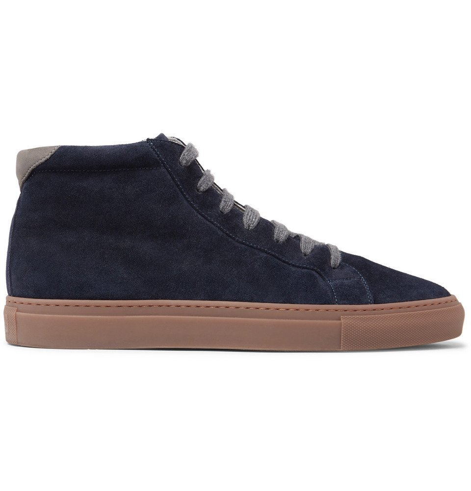Brunello Cucinelli - Nubuck-Trimmed Suede High-Top Sneakers  display picture 1