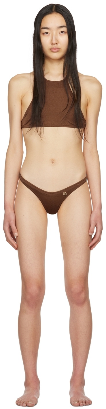 Brown nylon bikini panties