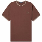 Fred Perry Men's Twin Tipped T-Shirt in Brick/Warm Grey