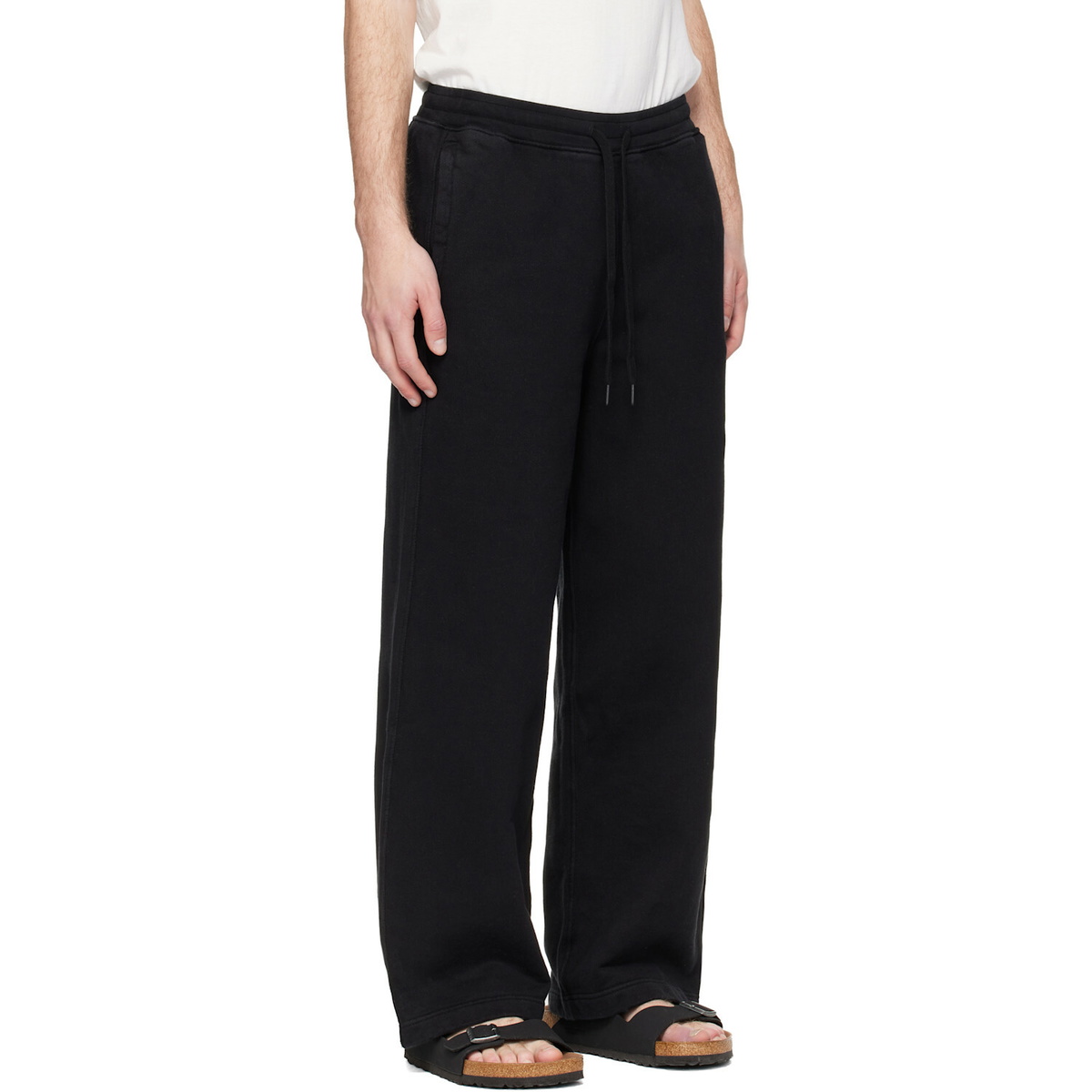 Merz b. Schwanen Black Authentic Fleece Straight Leg Cotton Sweatpants