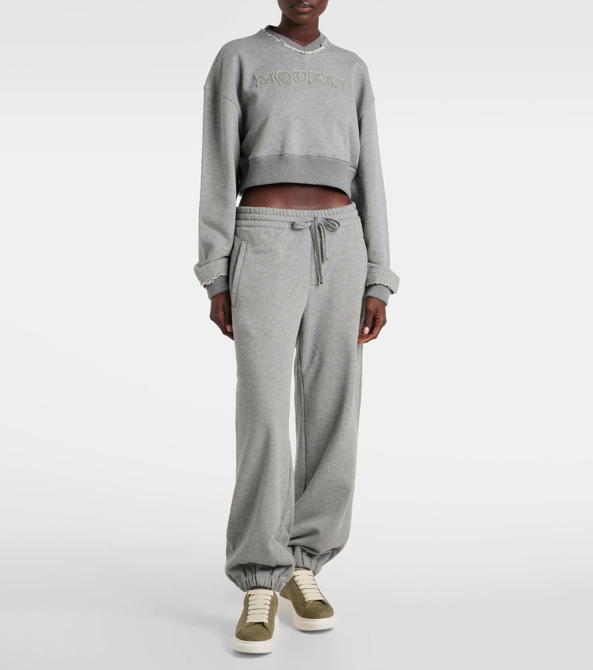 Alexander McQueen Logo cropped cotton sweatshirt