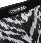 TOM FORD - Velvet-Trimmed Zebra-Print Stretch-Silk Satin Boxer Shorts - Multi