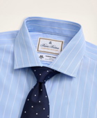 Brooks Brothers Men's x Thomas Mason Regent Regular-Fit Dress Shirt, Poplin English Collar Bold Stripe | Light Blue