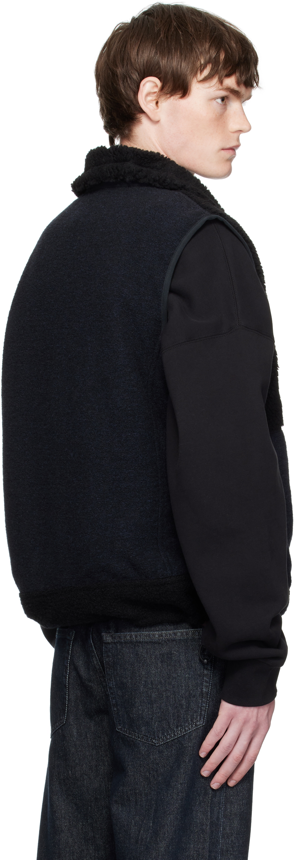 Toga Virilis Black Wool Jersey Vest