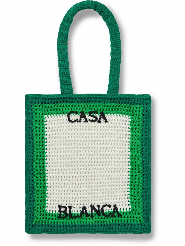 Photo: Casablanca - Logo-Embroidered Crocheted Cotton Tote Bag