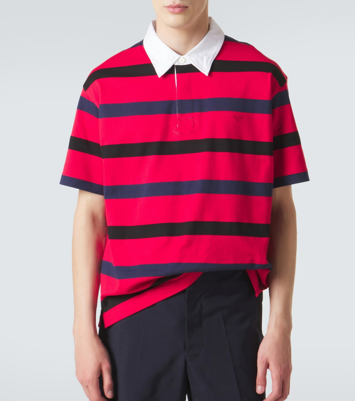 Prada Oversized striped cotton piqué polo shirt
