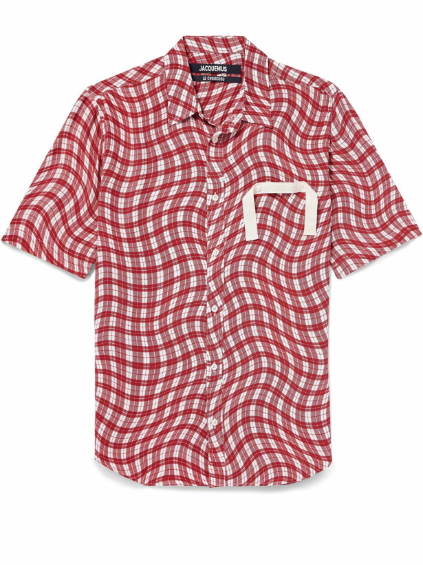 Photo: Jacquemus - Melo Webbing-Trimmed Checked Woven Shirt - Red