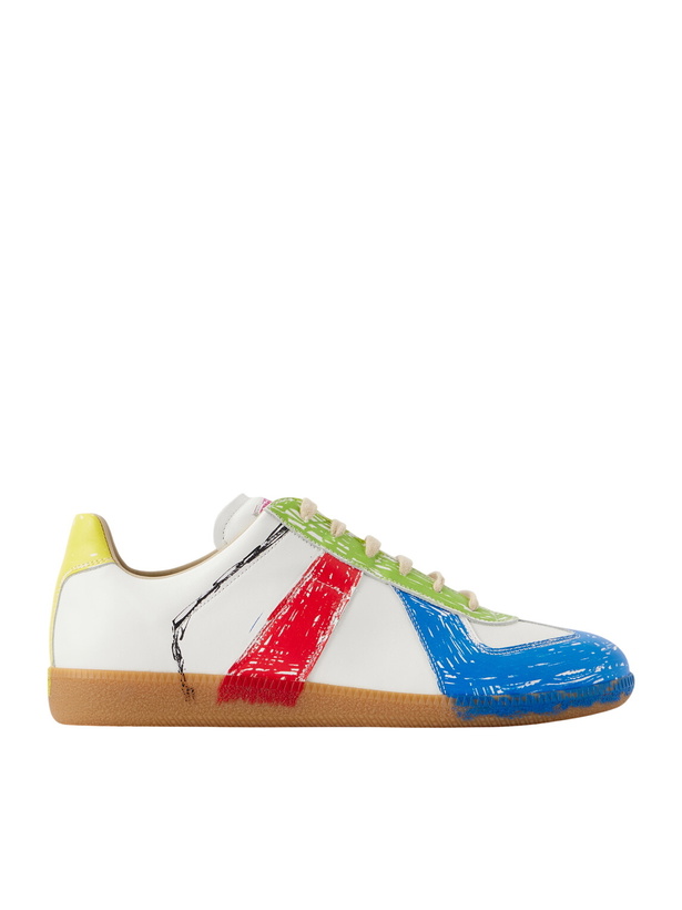 Photo: Maison Margiela - Replica Painted-Effect Leather Sneakers - Multi