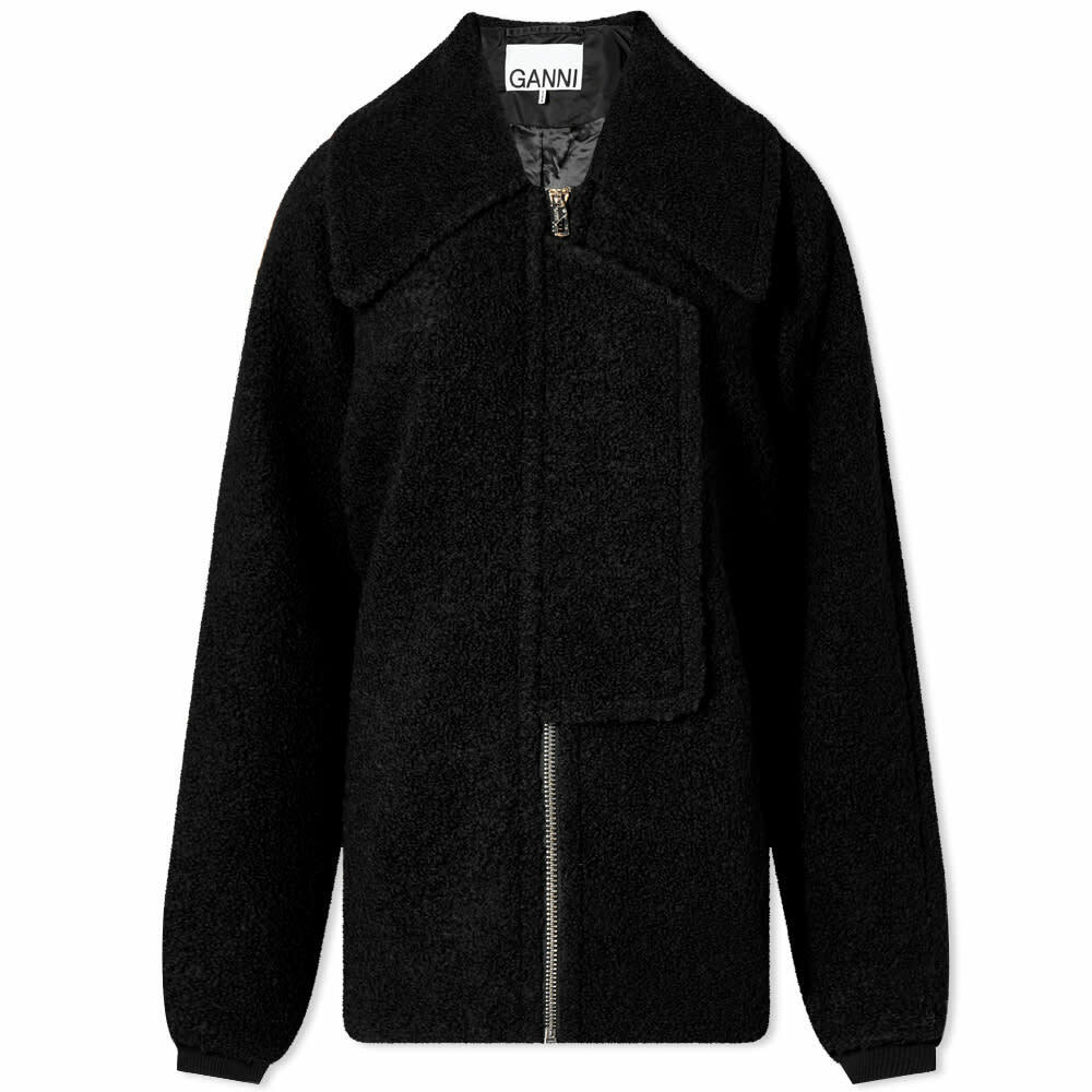 Ganni Bouclé Wool Jacket in Brown | Lyst