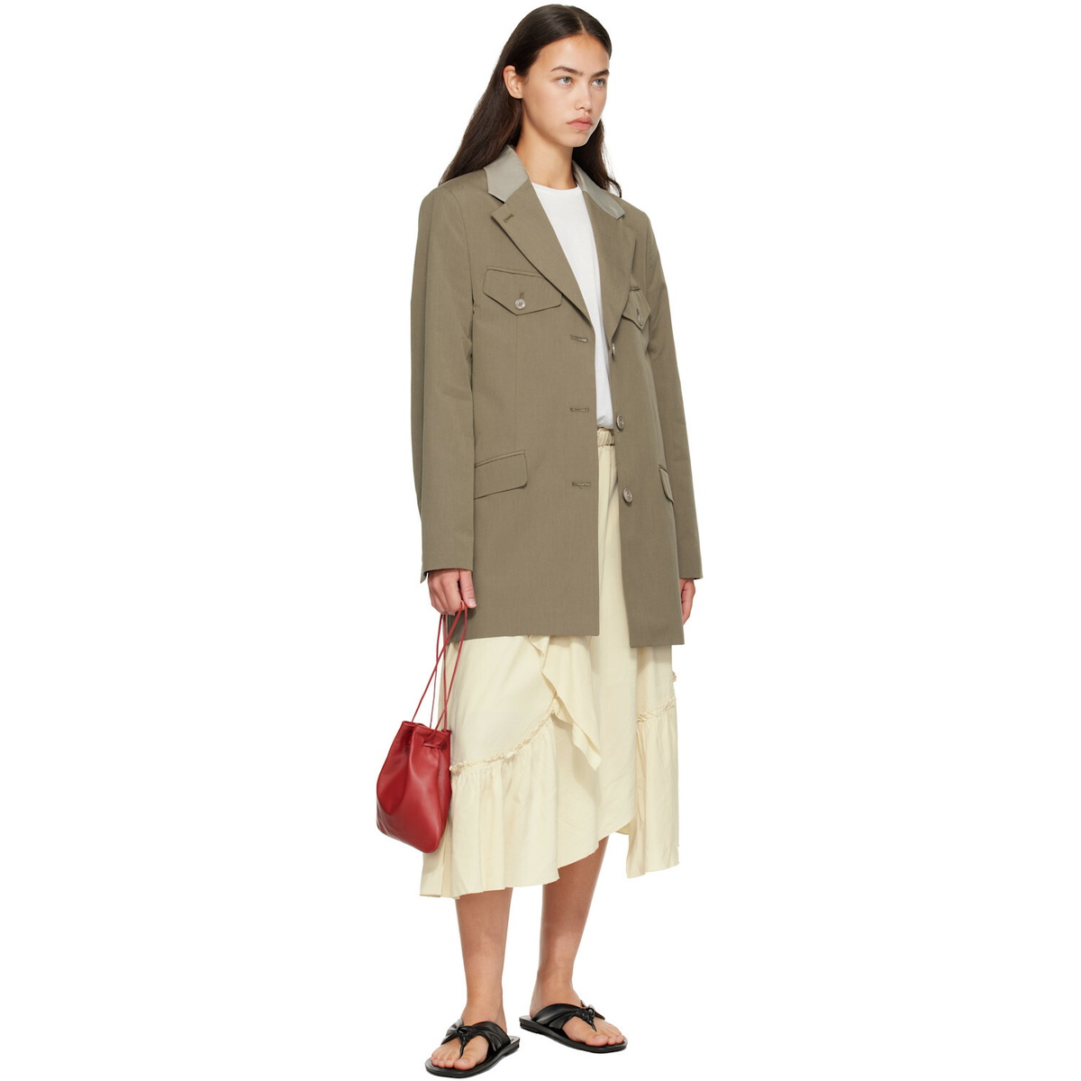 YMC Yellow Draped Midi Skirt