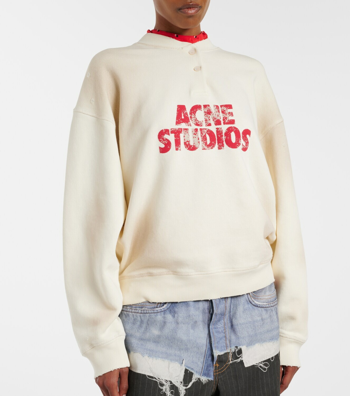 Acne Studios Logo distressed cotton jersey sweatshirt