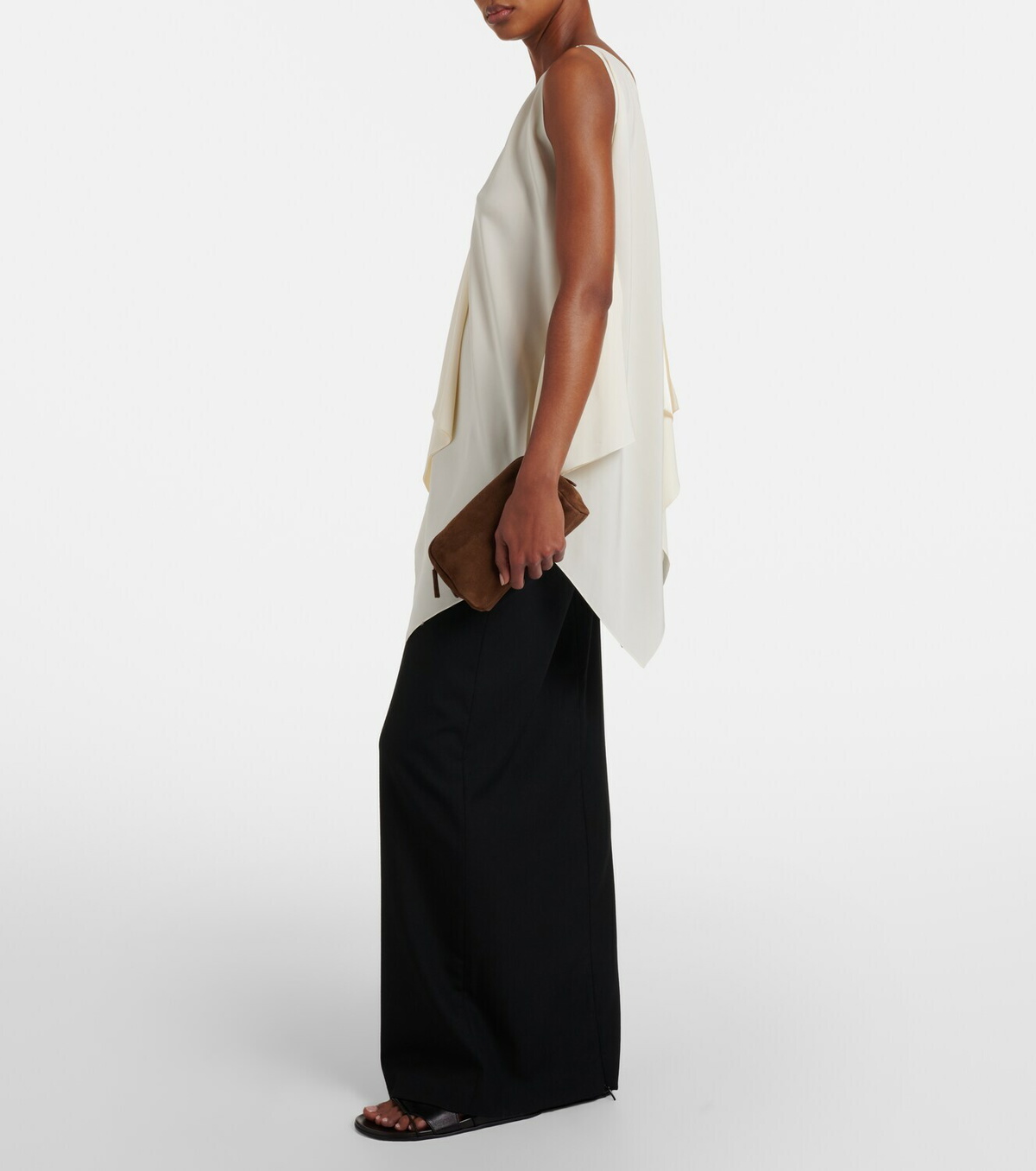 The Row Astra Small suede pouch