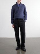 Mr P. - Rib-Trimmed Alpaca Half-Zip Sweater - Blue