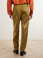 SAINT LAURENT - Tapered Belted Pleated Shell Trousers - Green