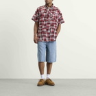 Beams Plus Men's Pullover Patchwork Masras Shirt in Red Patchwork
