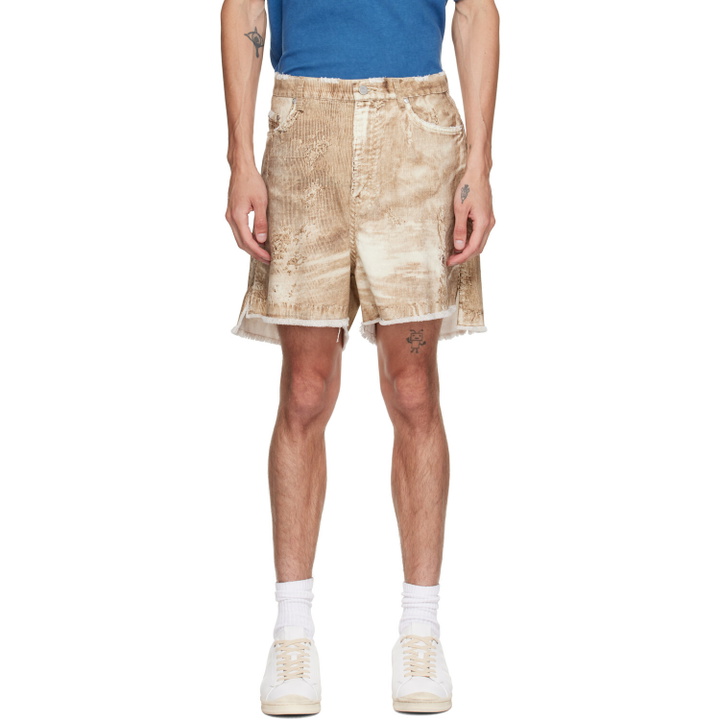 Photo: CAMPERLAB Beige Corduroy Print Denim Cutoff Shorts