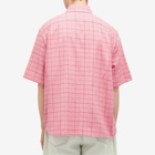 Acne Studios Men's Sarlie Face Short Sleeve Flannel Check Shirt in Tango Pink