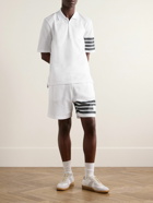 Thom Browne - Straight-Leg Striped Cotton-Piqué Drawstring Shorts - White