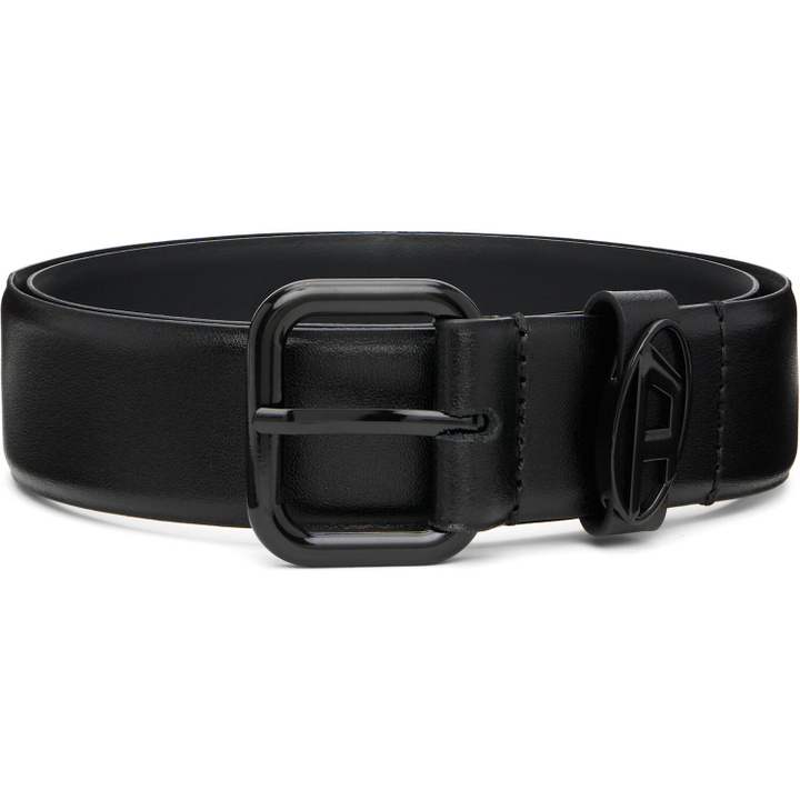Photo: Diesel Black 3.9cm Logo-Plaque Embellished Leather Belt