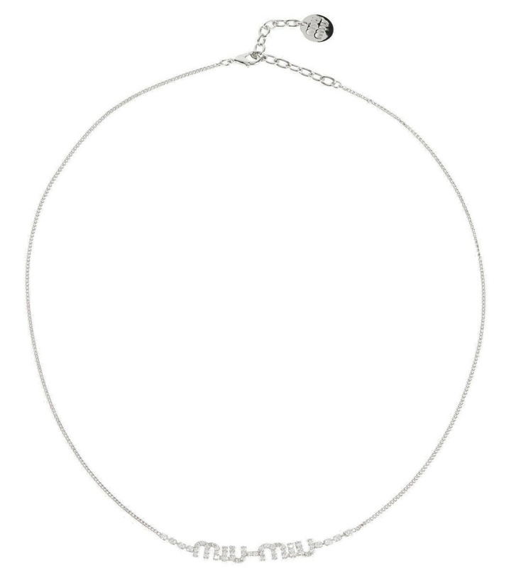 Photo: Miu Miu Logo crystal-embellished necklace