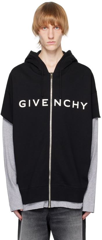 Photo: Givenchy Black & Gray Layered Hoodie