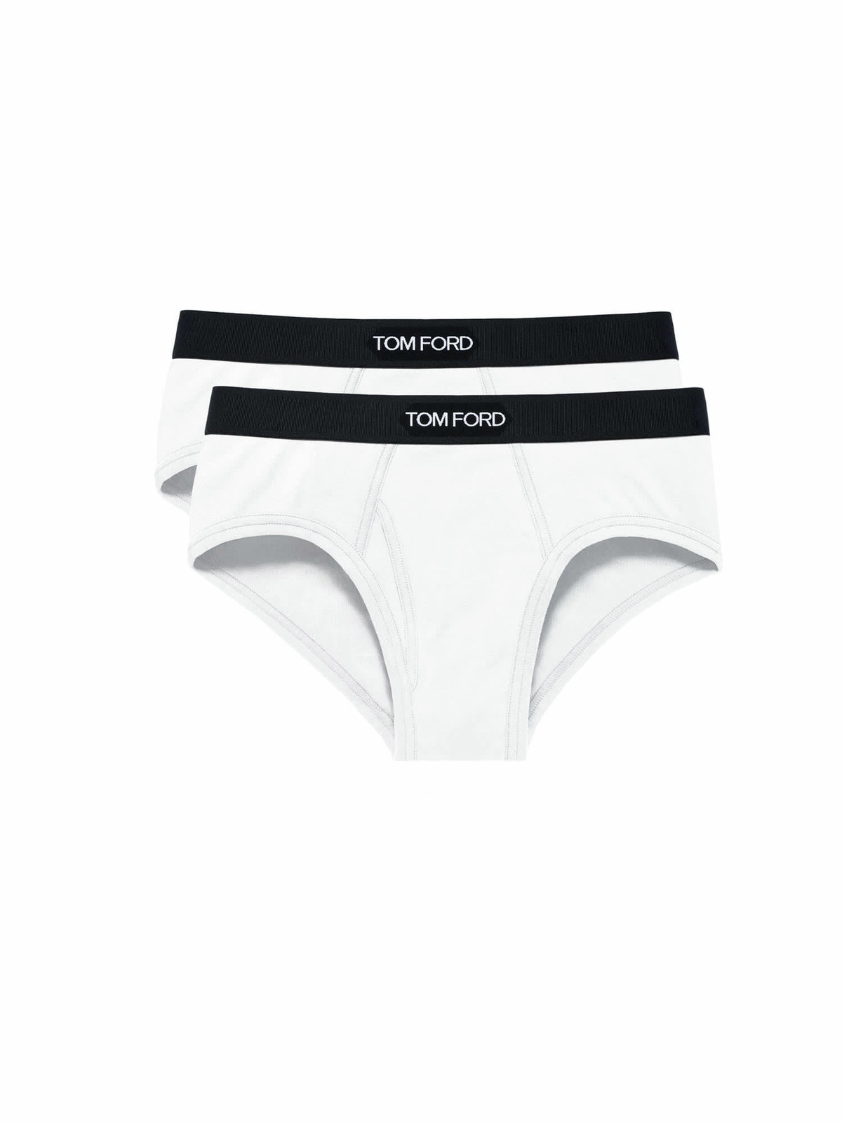 Tom Ford Womans Two White Cotton Briefs With Logo TOM FORD