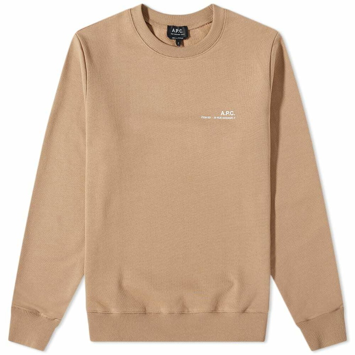 Photo: A.P.C. Men's Item Logo Crew Sweat in Baa Beige