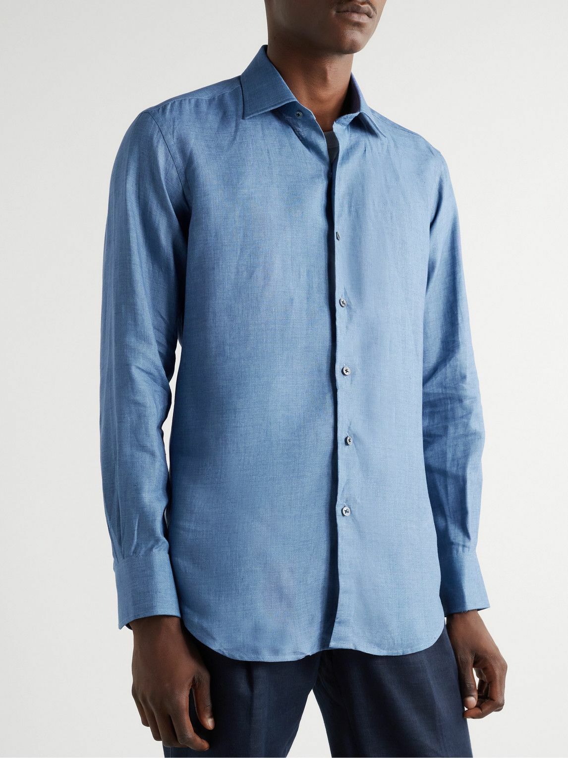 Emma Willis - Slim-Fit Linen Polo Shirt - Blue