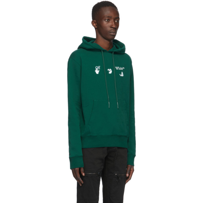 Green off cheap white hoodie