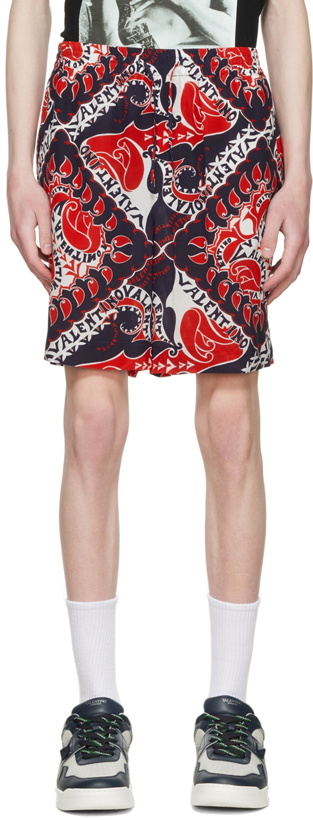 Photo: Valentino Red & Navy Silk Shorts