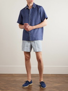 Loro Piana - Bermuda Bay Straight-Leg Striped Linen Drawstring Shorts - Blue