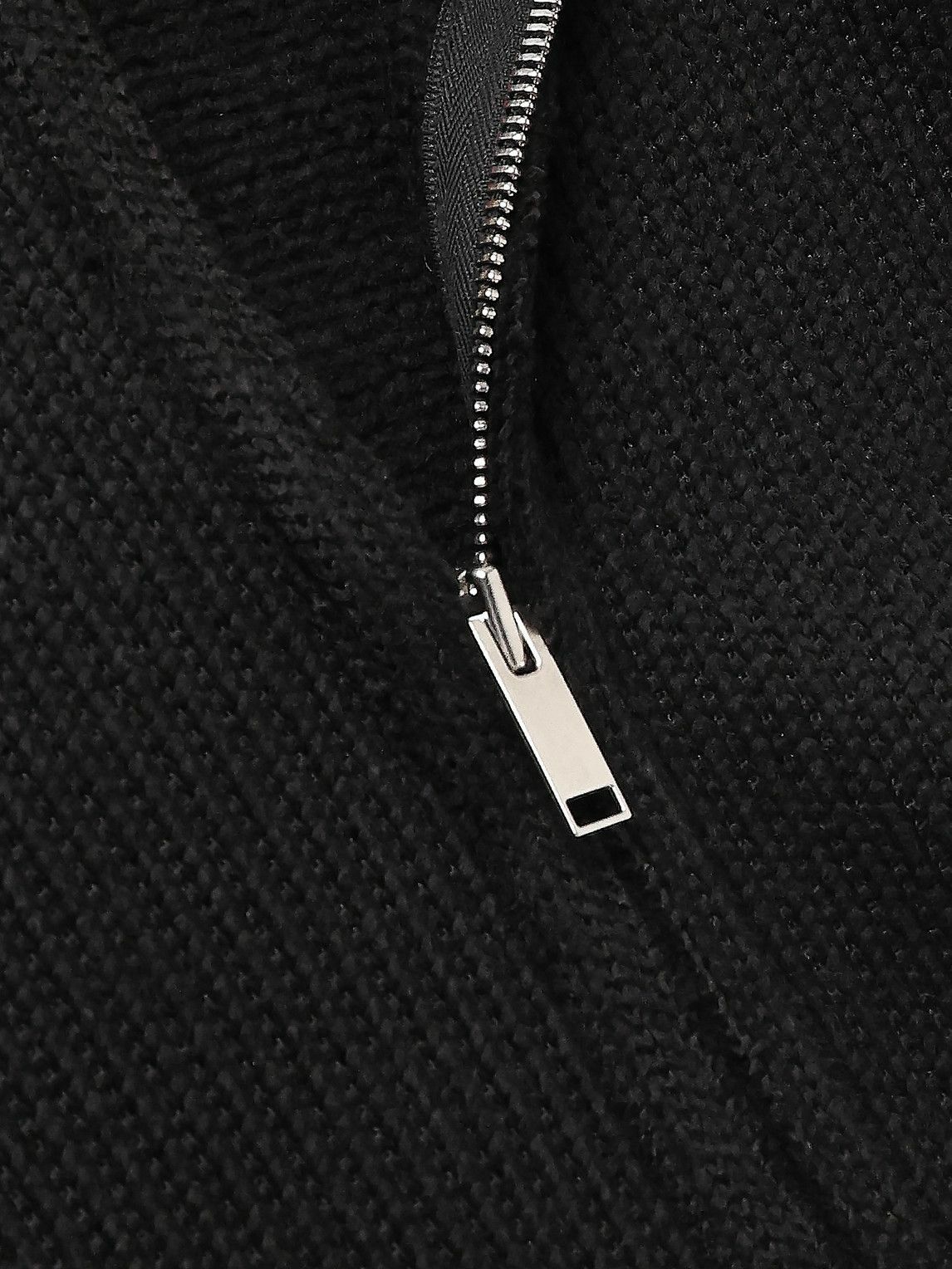 424 - Cropped Ribbed-Knit Zip-Up Hoodie - Black